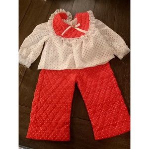 Vintage Evy Baby Girl Outfit 12 Months Pants And Shirt Made In The USA...